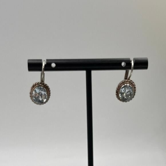 FAS Sterling Silver Blue Topaz 925 Sterling Silver Vintage Drop Earring - Picture 2 of 10